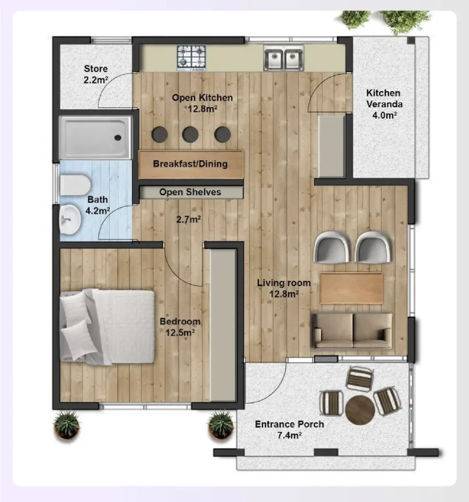 3BHK floor plan