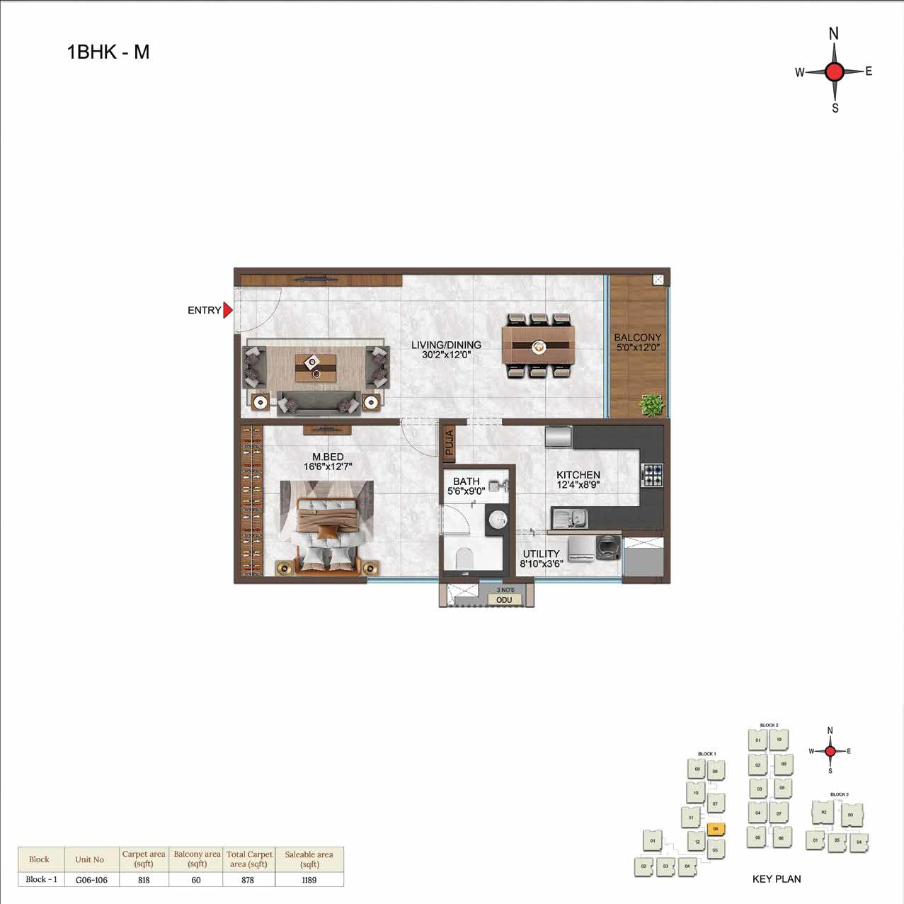 1BHK floor plan