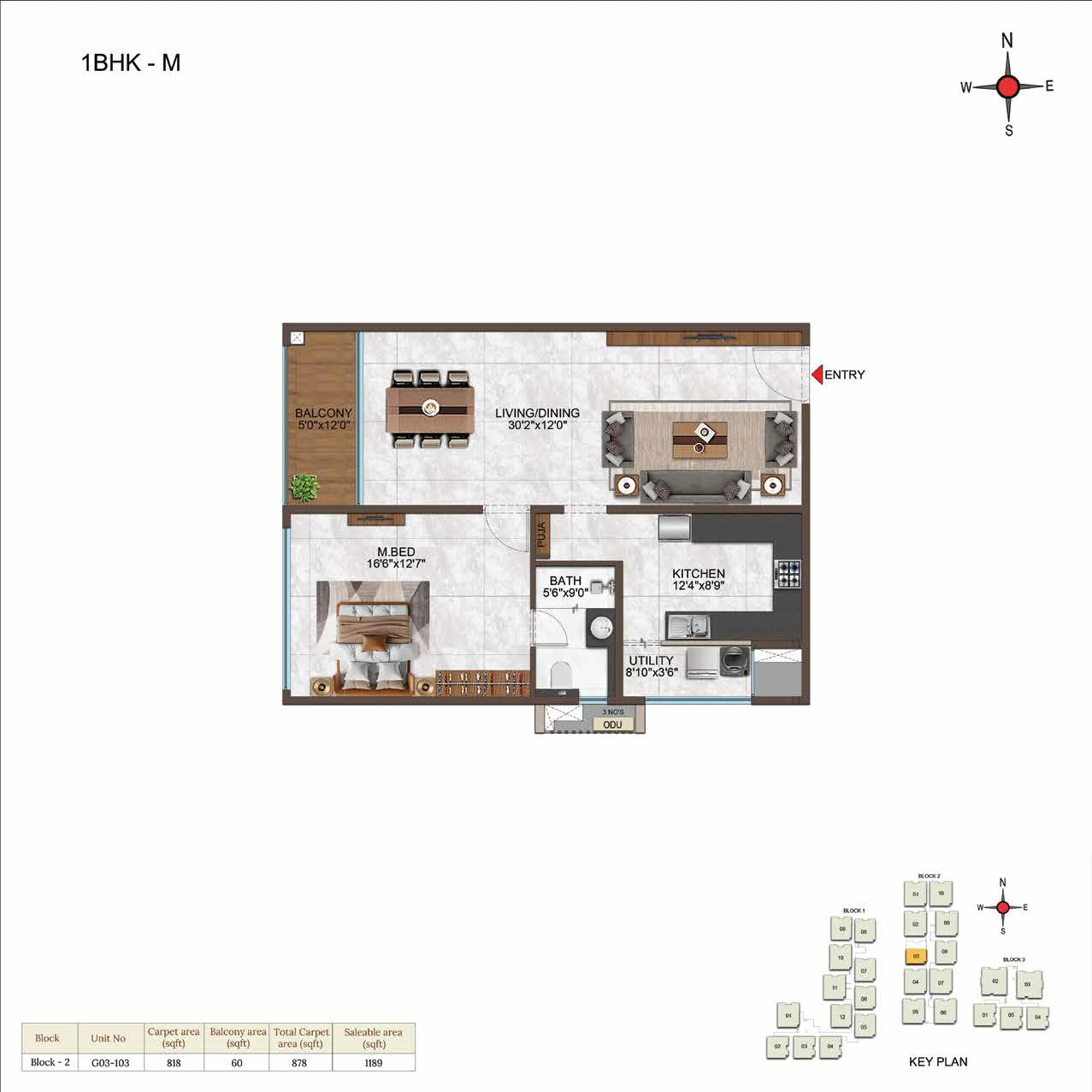 1BHK floor plan