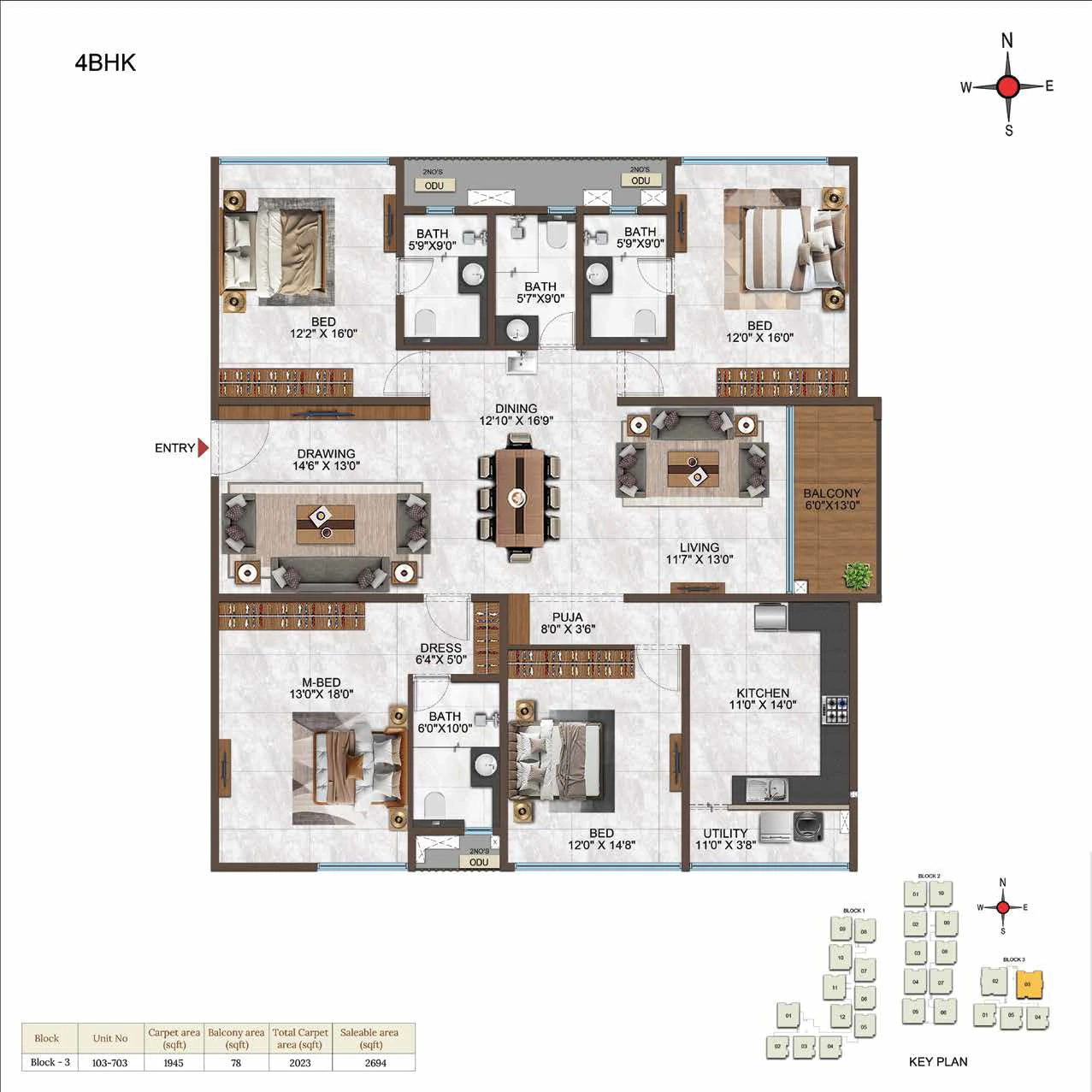 4BHK floor plan